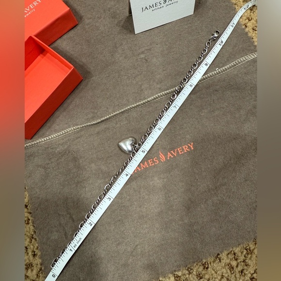 Retired James Avery Silver Anklet with Puff Heart Charm - Picture 9 of 9